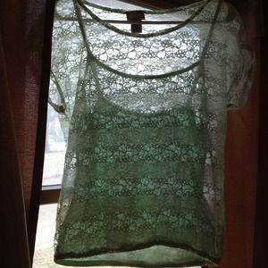 SOLD-Eyelash lace shirt