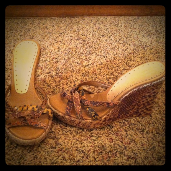 BCB girl strappy leopard wedges.