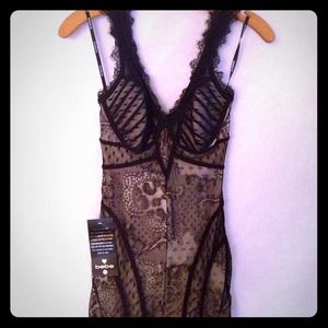 Bebe V neck lace dress