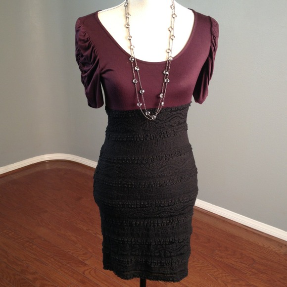 Beautiful burgundy and black lace Cocktail Dress