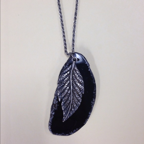 Onyx Leaf Layering Necklace