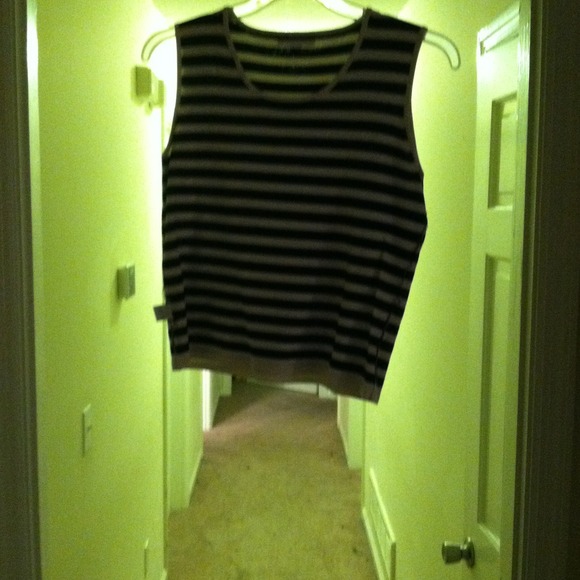 Black and Cream Striped Sleeveless Shirt