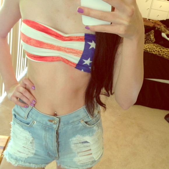 Distressed American flag bandeau