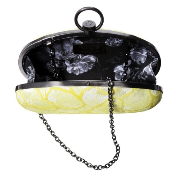 ❌BNDL❌Prabal Gurung Yellow Lace Hard Clutch NEW - Picture 2 of 2