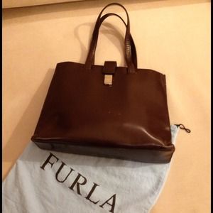 Authentic Furla brown, leather handbag