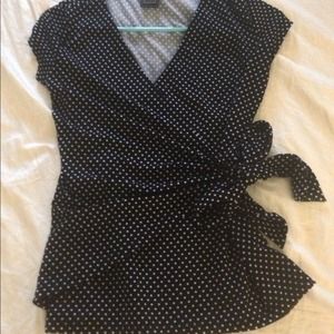Polka Dot 'faux' wrap top! TRADED