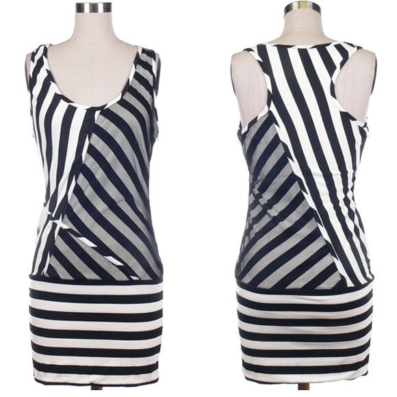 Mesh contrast stripe dress. NEW!! - Picture 1 of 2