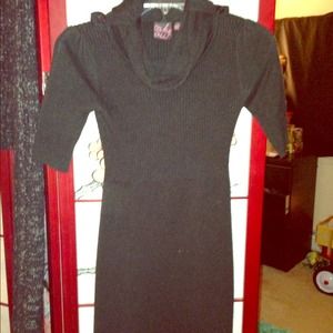 Black fitted stitch dress collared dress