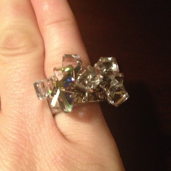 STUNNING!! Boxy sparkly silver SWATCH ring!
