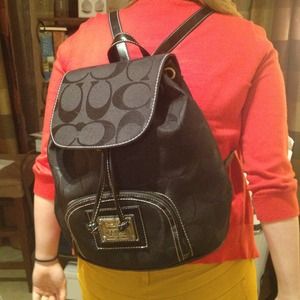 COACH black canvas backpack