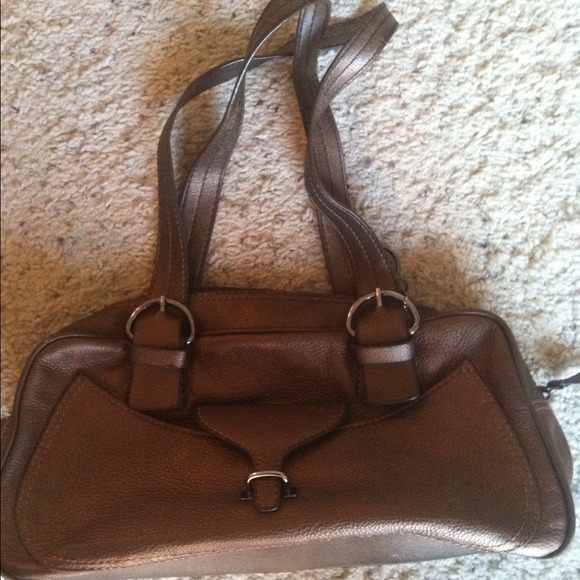 Bronze leather handbag