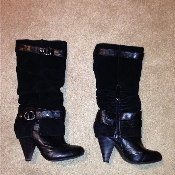 Black suede & leather boots