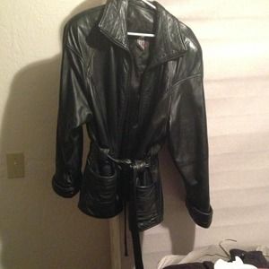 Black leather coat size 18-20