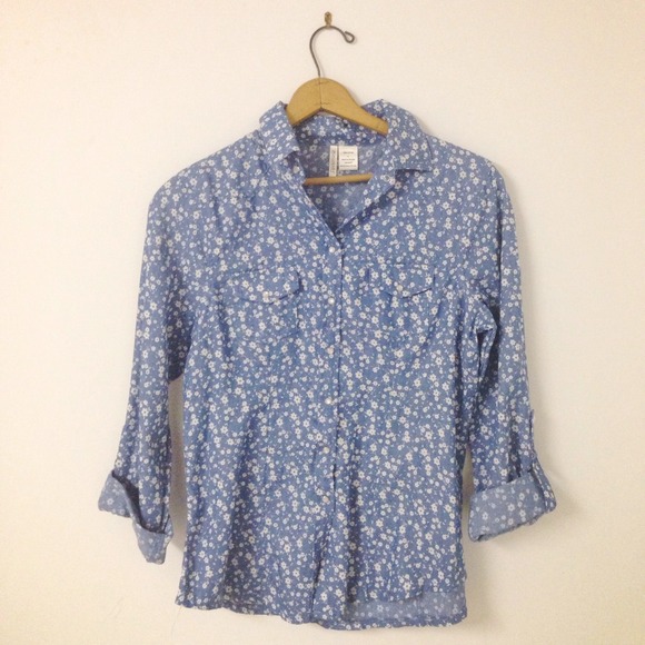🚫sold Flower print denim chambray🚫