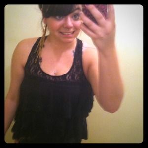 Lace racerback ruffled tank