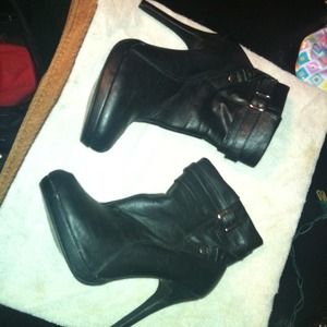 Black leather ankle boots