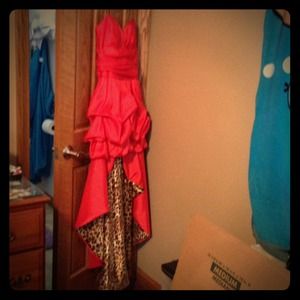 Red and leopard dress