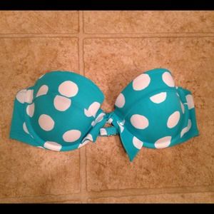 Bright blue polka-dot swim top!!
