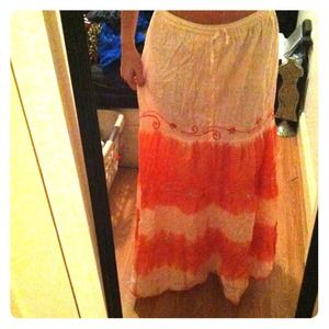 Light pink and orange floor length flowing skirt