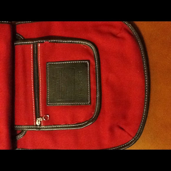 Coach red wool trimmed in black leather. - Picture 3 of 3