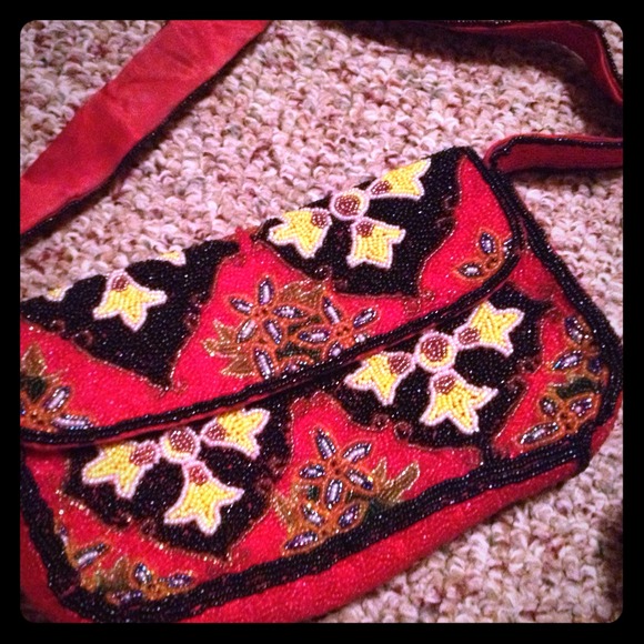 Red beaded purse