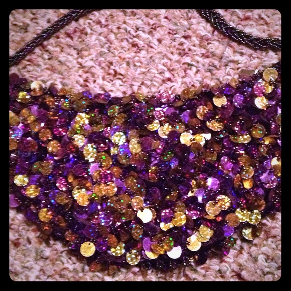 Purple & gold bead purse