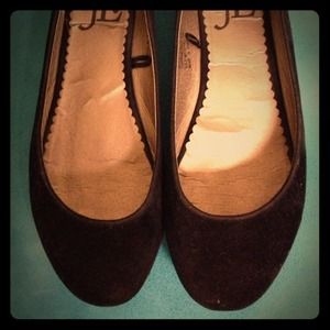 Black Flats with Silver Inside Size 8