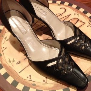 Black leather shoes.