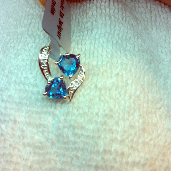 Swiss Blue Topaz & White Sterling Silver Pendant.