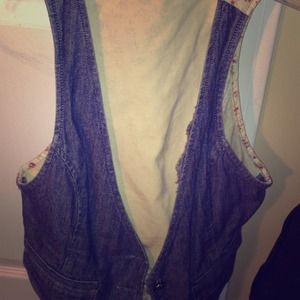 Denim and floral vest