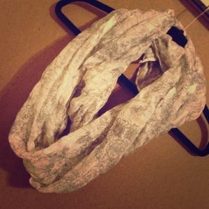 Gauzy white & black floral print scarf