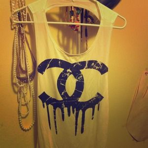 Size small, tank, backless, Chanel symbol.