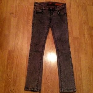 Black and pink straight cut jeans