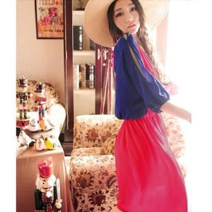 Pinkblue maxi dress & black dress both extrasmall