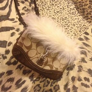 Coach Shearling Fur Wristlet