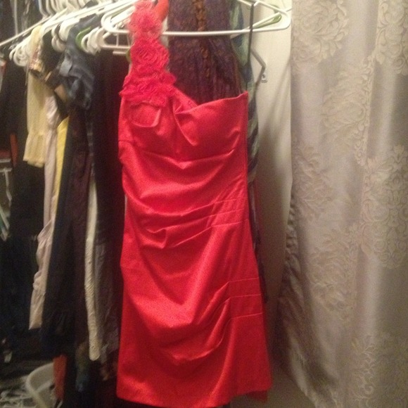 Hot coral colored dress