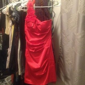 Hot coral colored dress