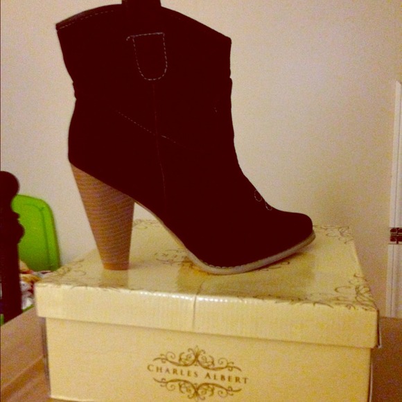 Black Suede Like Charles Albert Cowgirl Boots