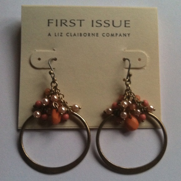Coral hoop earrings