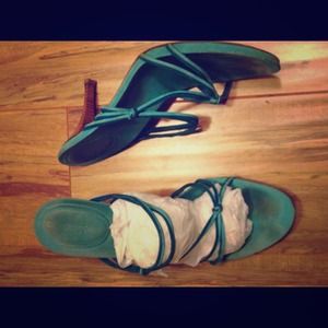 Reserved ## Sergio Rossi turquoise strappy heels