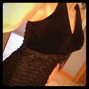 Suede top ruffles bottom