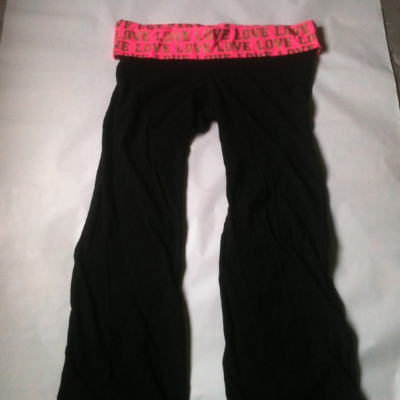 Black Pink & Gold Lightly Worn Yoga Pants XL