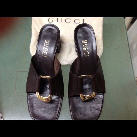 Authentic Gucci Sandal with gold Buckle.
