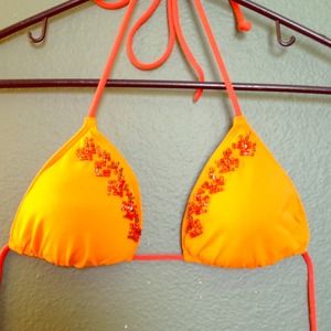 Orange Hollister swim top
