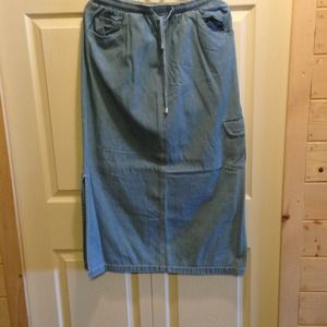 Denim long skirt light wash
