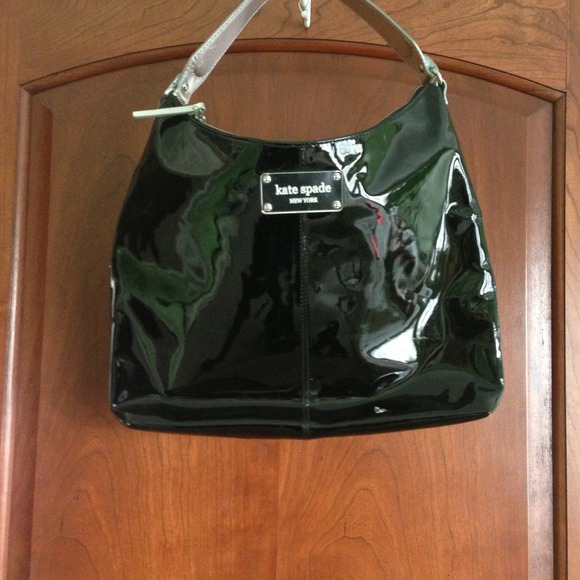 Kate Spade NY patent bag with silver strap