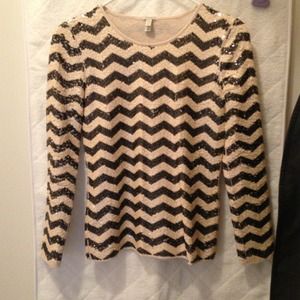 chevron sequin long sleeve shirt