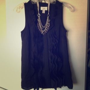 **Reserved** Black silky ruffled tank