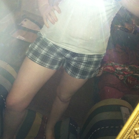Black and white plaid shorts