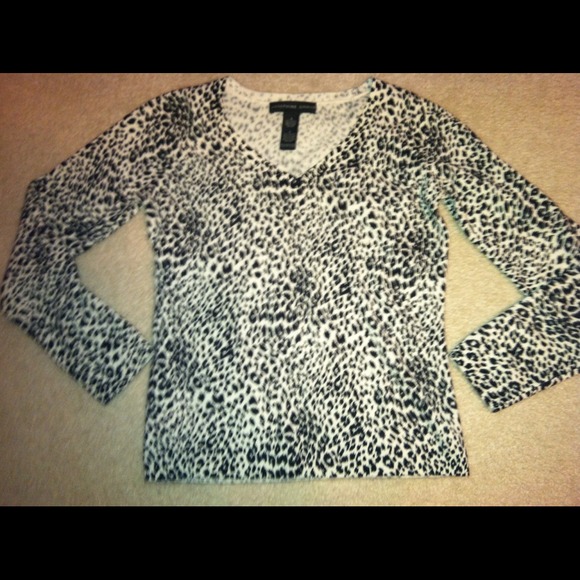 REDUCED- Black and White Leopard Print Sweater
